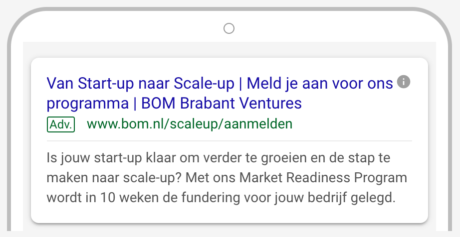 Google advertentie voorbeeld BOM do-fase