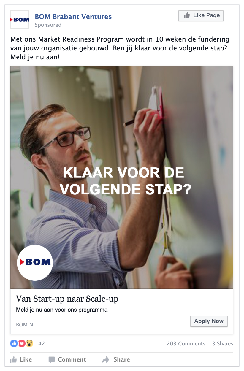 Facebook advertentie voorbeeld BOM do-fase